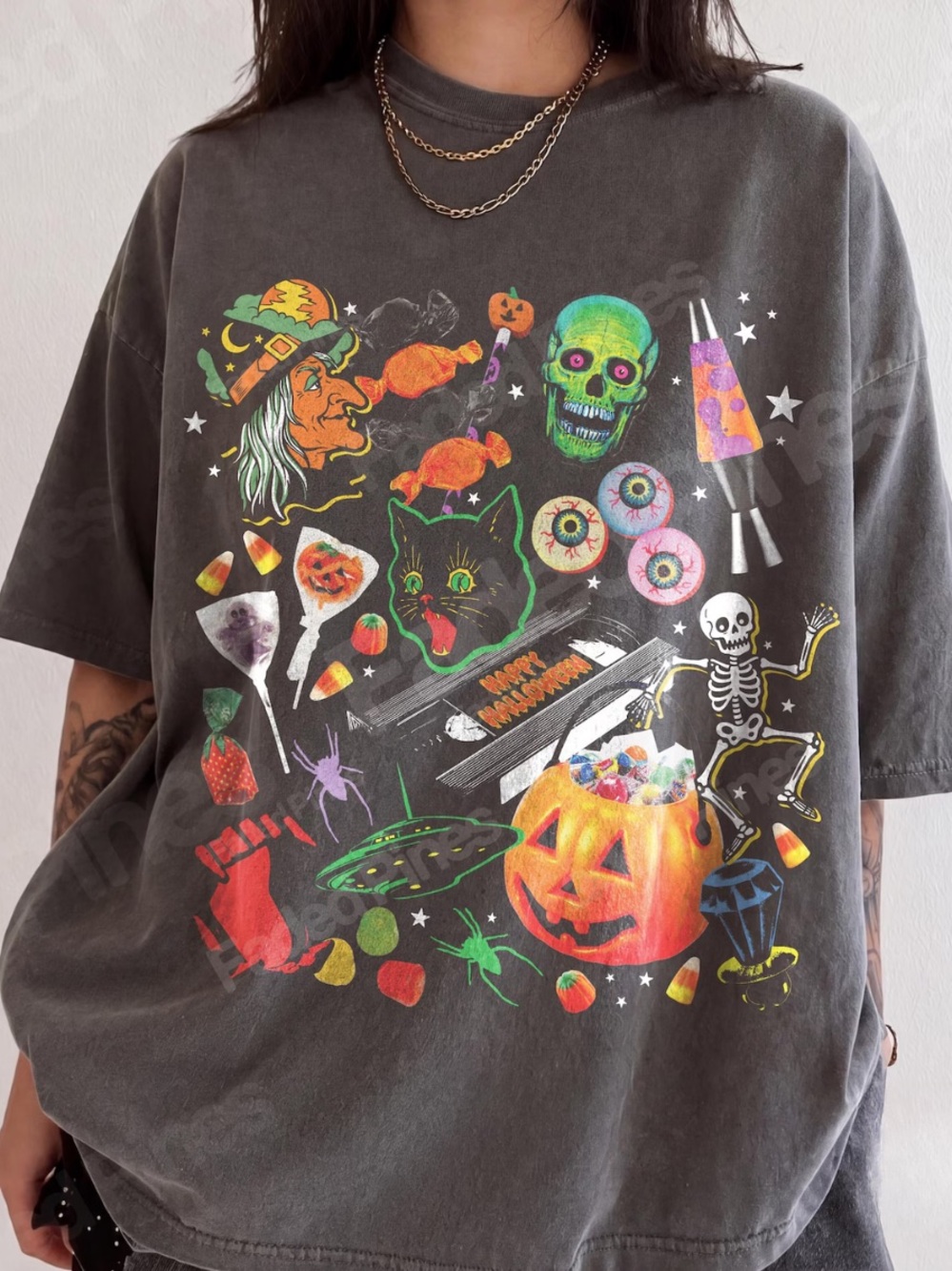Comfort Colors Pepper Halloween Graphic Tee with Neon Accents